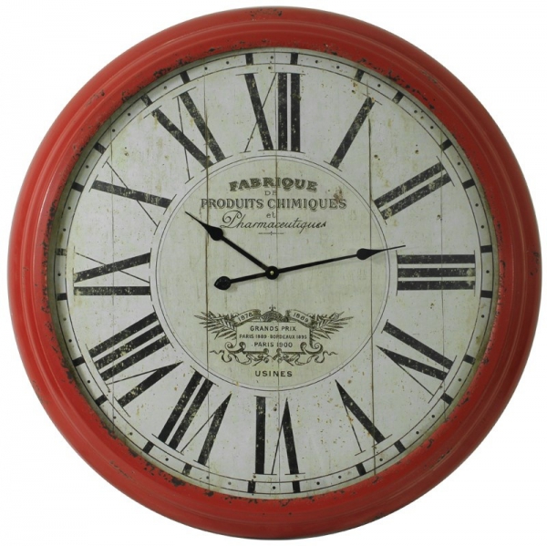 Duży  zegar w  metalowej ramie loft retro 93 cm
