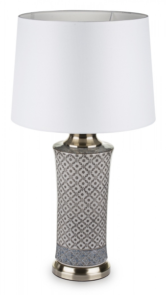 Ceramiczna wysoka lampa HAMPTON z białym abażurem