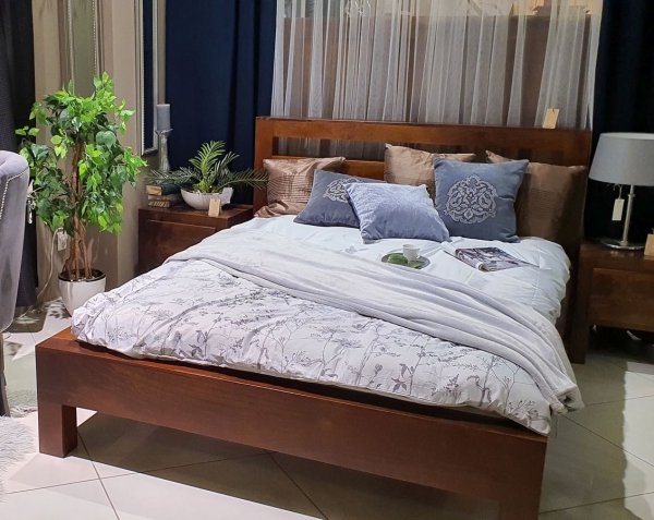 Łóżko OSLO z drewna mango na 160x200cm brązowe