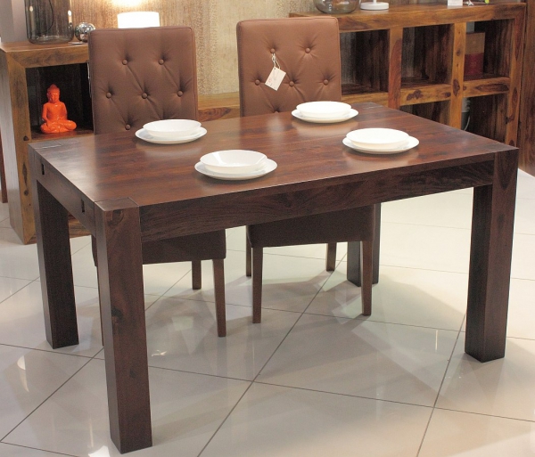 Stół rozkładany 120x80 cm z litego drewna mango brązowy