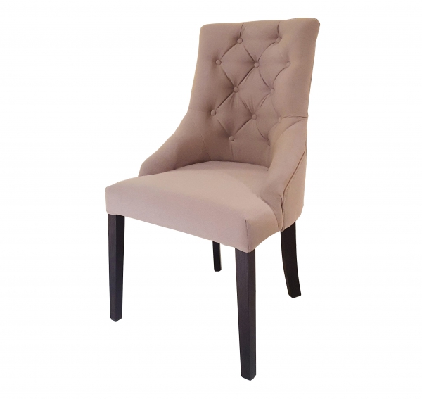 Krzesło tapicerowane glamour pikowane guzikami z kołatką beż - AKTUALNIE DOSTĘPNY