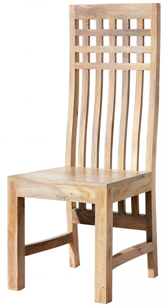 Krzesło drewniane z oparciem w kratkę - jasne mango