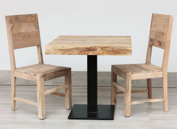 Stół z drewna mango w stylu industrialnym 80x80 cm
