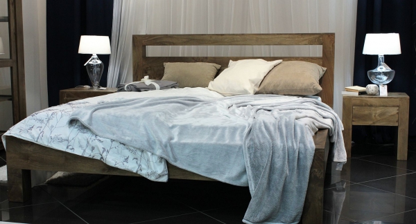 Solidne łóżko OSLO z drewna mango 140x200 toffi