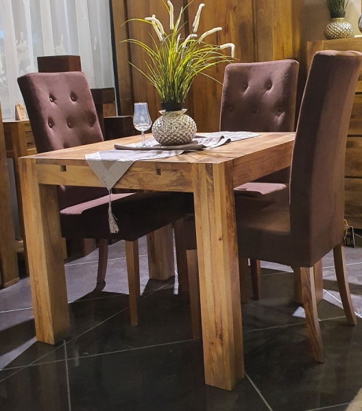Drewniany stół rozkładany 90x90 toffi