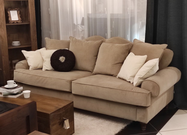 Sofa BEAGLE 230cm beżowa welurowa - NA ZAMÓWIENIE