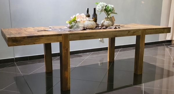 Stół drewniany mango 160x100cm rozkładany do 280 cm w kolorze toffi