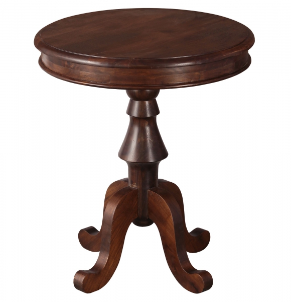 Drewniany okrągły stolik kawowy LONDON brązowy z akacji 65 cm