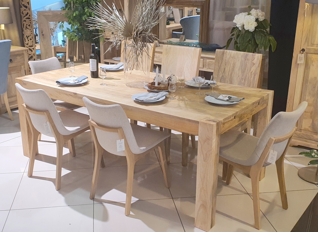 Drewniany jasny stół z dostawkami 180x100 cm