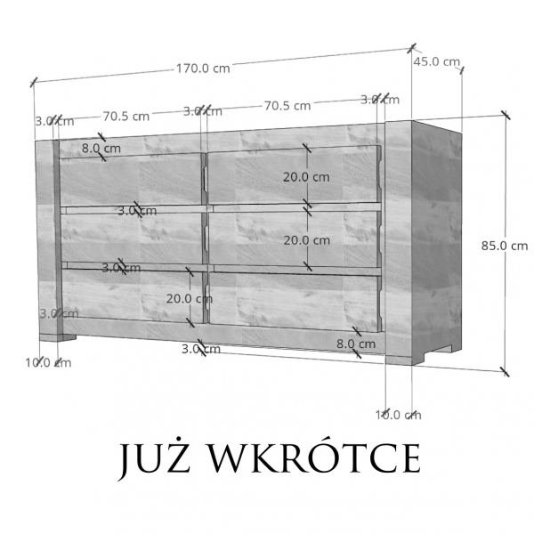 Komoda drewniana z szufladami OSLO 170 cm z drewna mango ciepły brąz