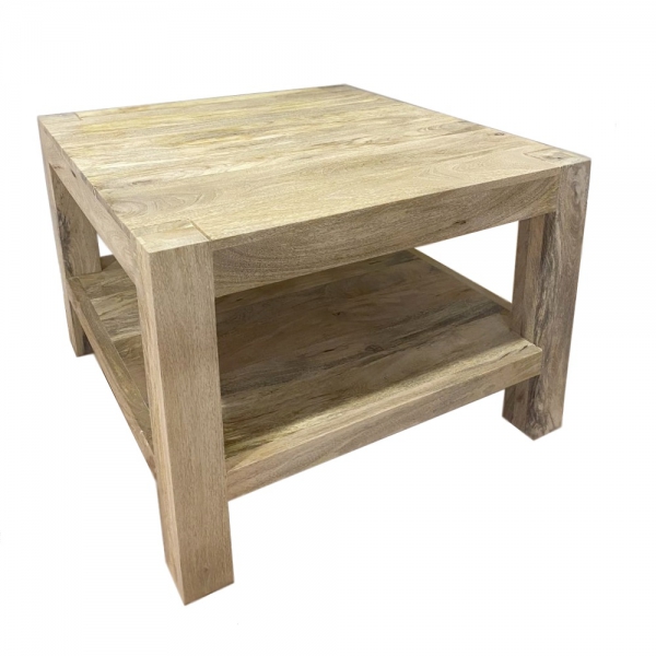 Holztisch mit Ablage 80x80 Natur