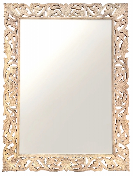 Geschnitzter Spiegel 160x120 cm, Mangoholz, durchbrochener Rahmen