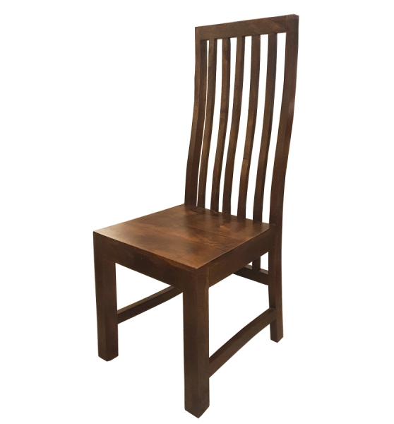 Krzesło drewniane pionowo żebrowane brązowe z mango