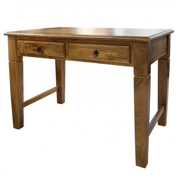 Klasyczne drewniane biurko - stół z szufladami z mango toffi