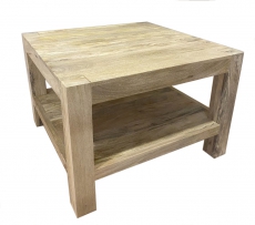Drewniany stolik kawowy z półką 80x80 naturalny