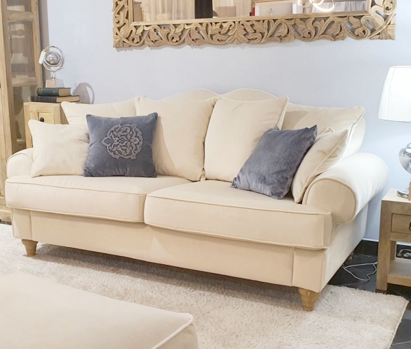 Sofa BEAGLE 3 200cm welurowa kremowa