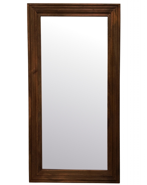 Prostokątne drewniane lustro frezowane 180x90 cm brąz