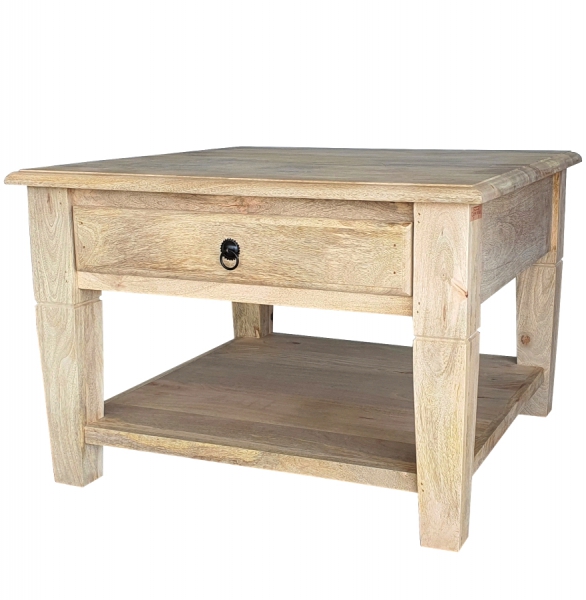 Kwadratowy klasyczny drewniany stolik NEW YORK z szufladami 80x80