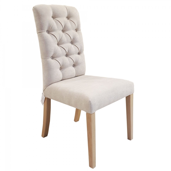 Krzesło pikowane tapicerowane ASTORIA CHEST - tkanina BOUCLE - krem