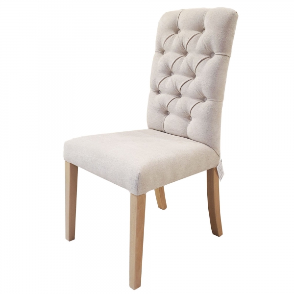 Krzesło pikowane tapicerowane ASTORIA CHEST - tkanina BOUCLE - krem