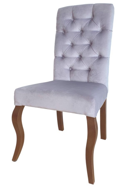 Pikowane liliowe krzesło z nogami ludwik