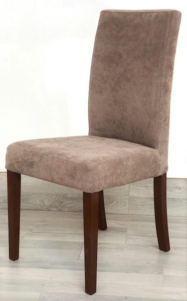 Proste tapicerowane krzesło beżowe 100 cm