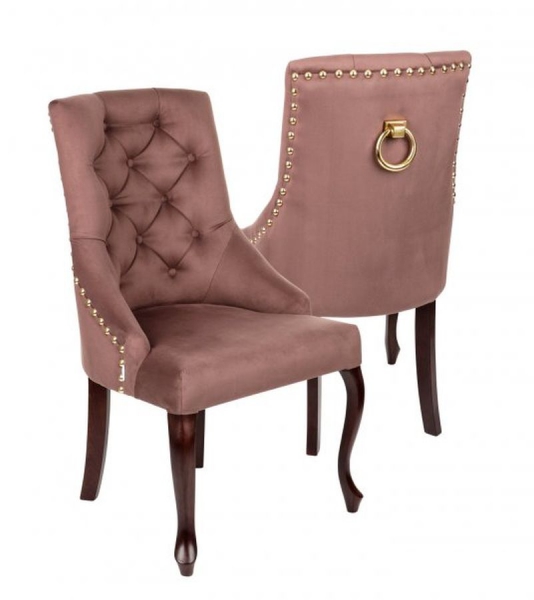 Krzesło glamour pikowane ludwik z kołatką i pinezkami - NA ZAMÓWIENIE