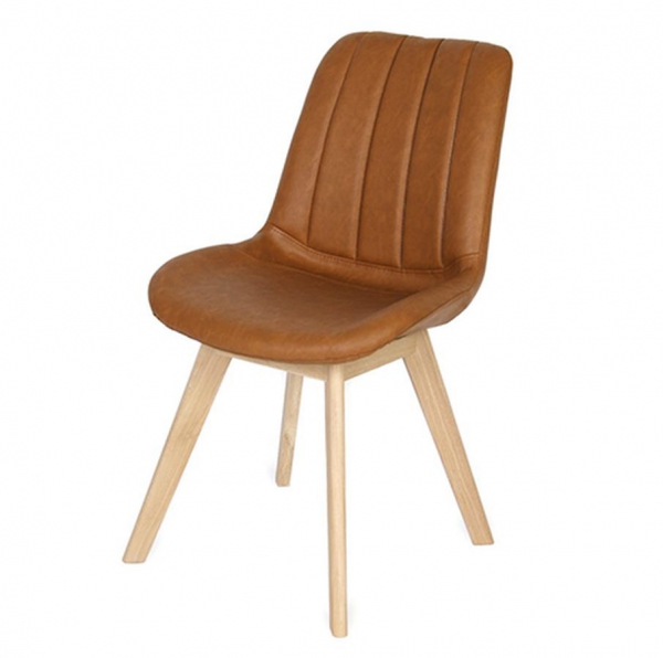 KYLIE krzesło z przeszyciami na drewnianych nogach