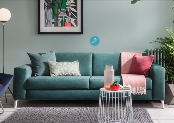 Zielona sofa COLORADO w zamszowej tapicerce