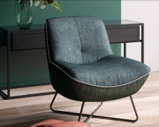 Prosty nowoczesny fotel RICO PRINCE w zielonej tapicerce