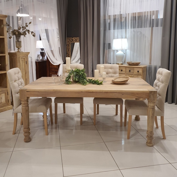 Heller Holztisch mit Erweiterungen 180x100 cm - dekorative gedrehte Beine