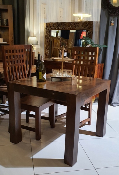Rozkładany drewniany stół 90-190x90cm z mango brąz