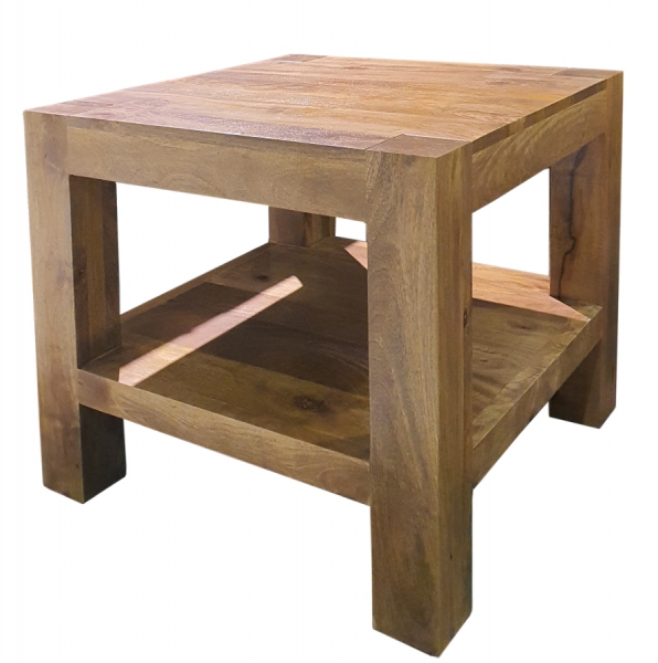 Drewniany stolik kawowy z półką 60x60 w toffi