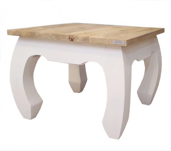 Biały drewniany stolik kawowy OPIUM 60x60