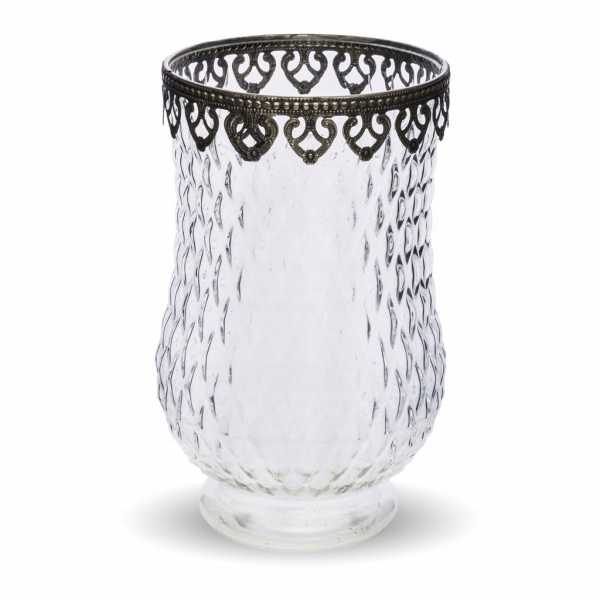 Szklany dekoracyjny świecznik wazon