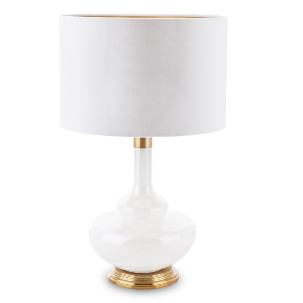 Lampa stołowa szklana biało - złota